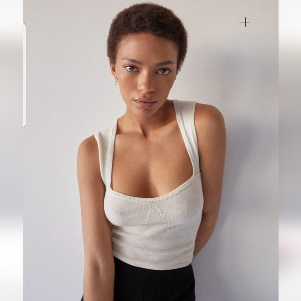 ALOHAS Pleasant Cream Tricot Corset Knit Top Small
